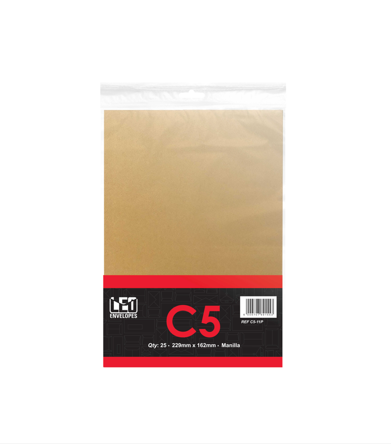 C5 Envelopes Self Seal 162x229mm 90gsm - Manilla 25's