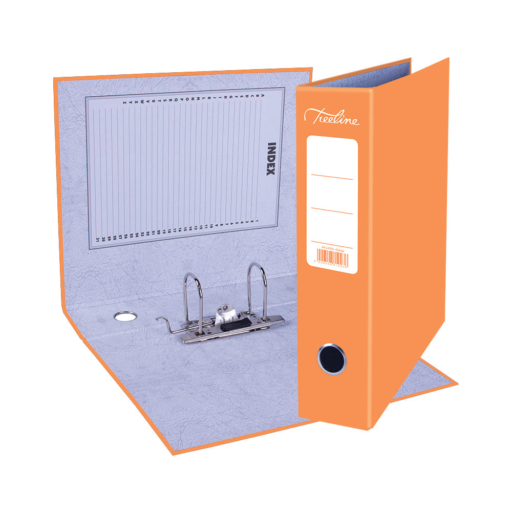 A4 Lever Arch File - Mottled Board with Metal Compressor - 317mm height - 80mm Spine - Orange
