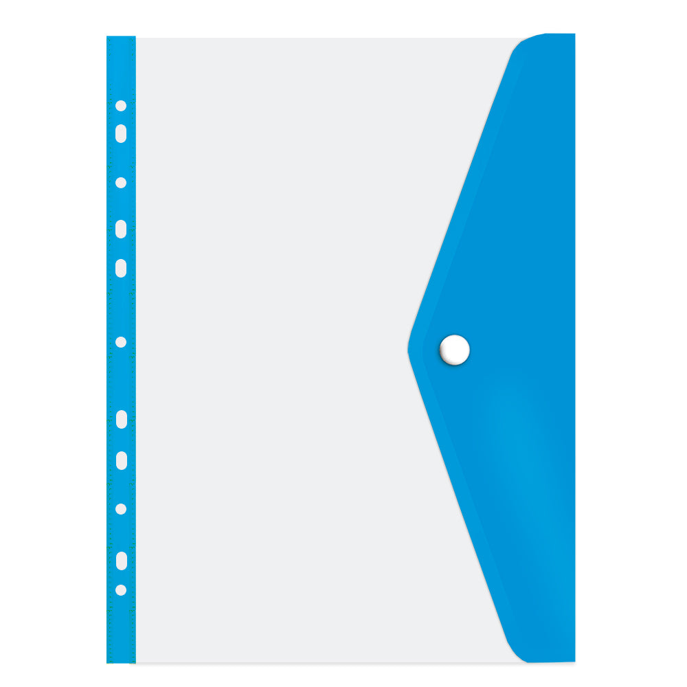 Filing Carry Folder A4 PVC with Stud open long side - Azure Blue