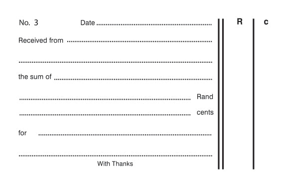 Cash Receipt Book 5 to view in Duplicate Numbered 280 x 105 - 200's