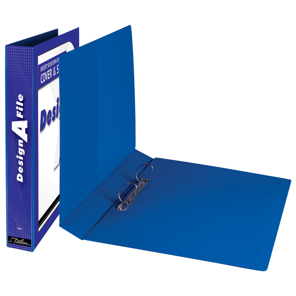 A4 2D Ring Design-A-File PVC with Overlay & Inside Pocket - 25mm - Blue