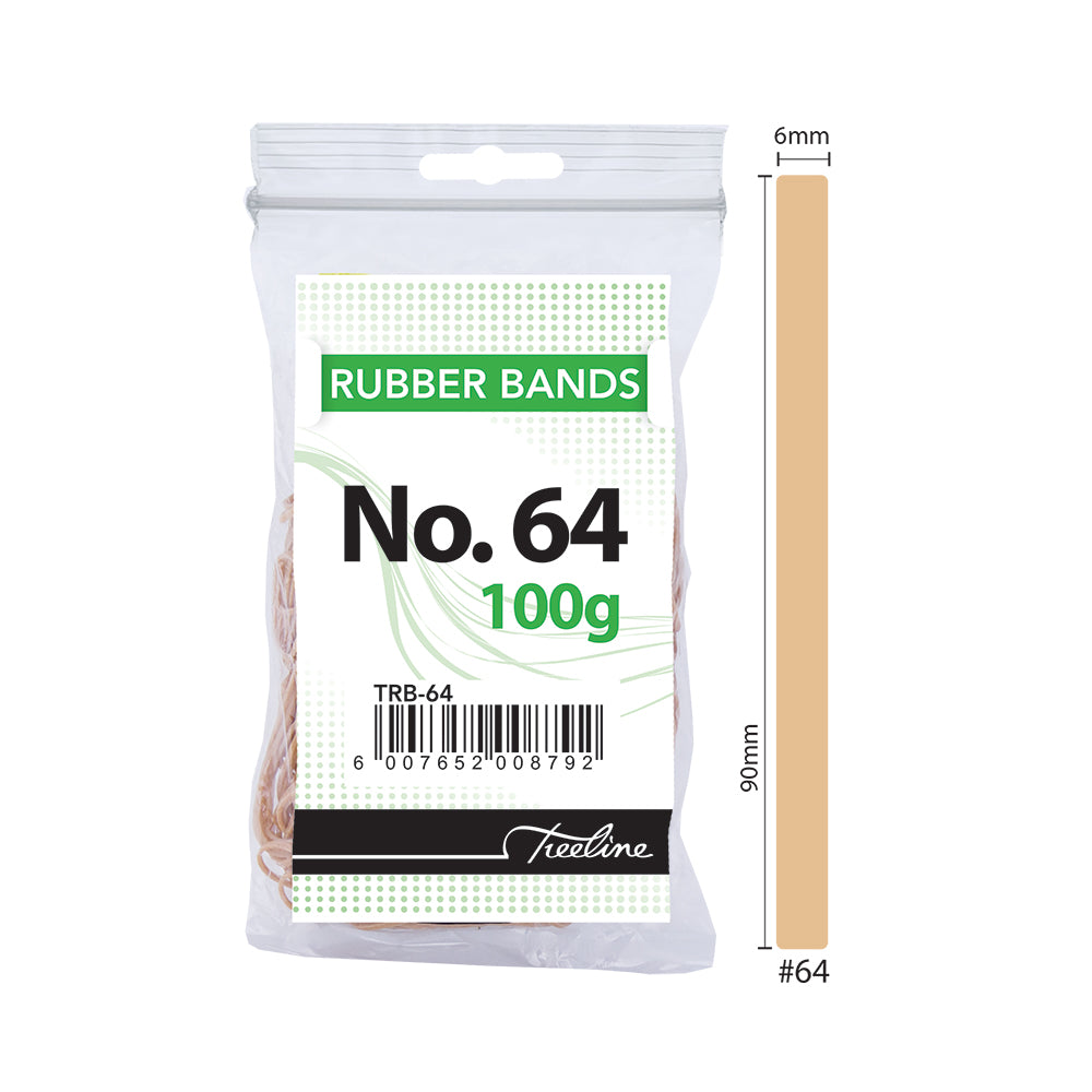 Rubber Bands 100g pack - No. 64 - 90mm Flat Length (Double) 6mm Width