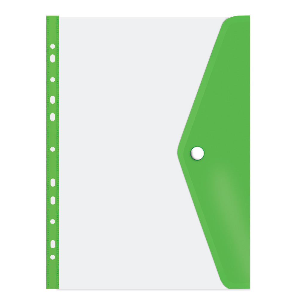 Filing Carry Folder A4 PVC with Stud open long side - Lime Green