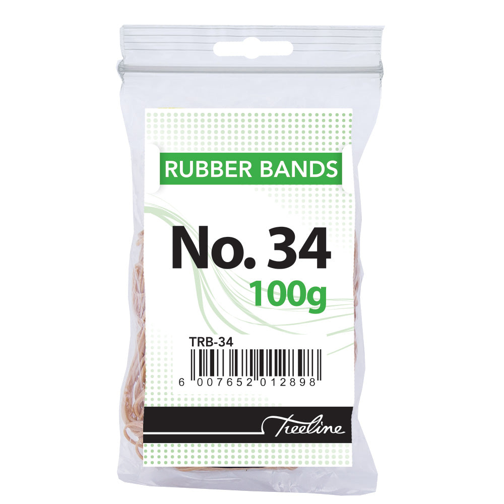 Rubber Bands 100g pack - No. 34 - 100mm Flat Length (Double) 3mm Width