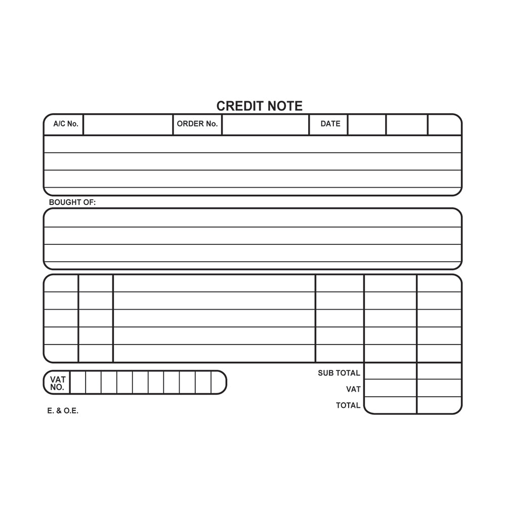 A6 Pen Carbon Book Duplicate 100's - Credit Note Landscape