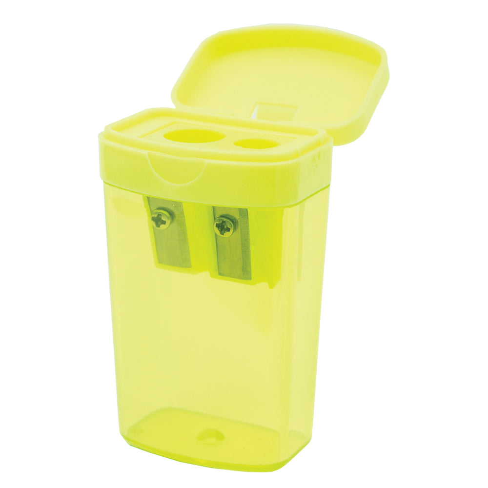 Two Hole Tub Sharpeners - Plastic with Cap - Yellow