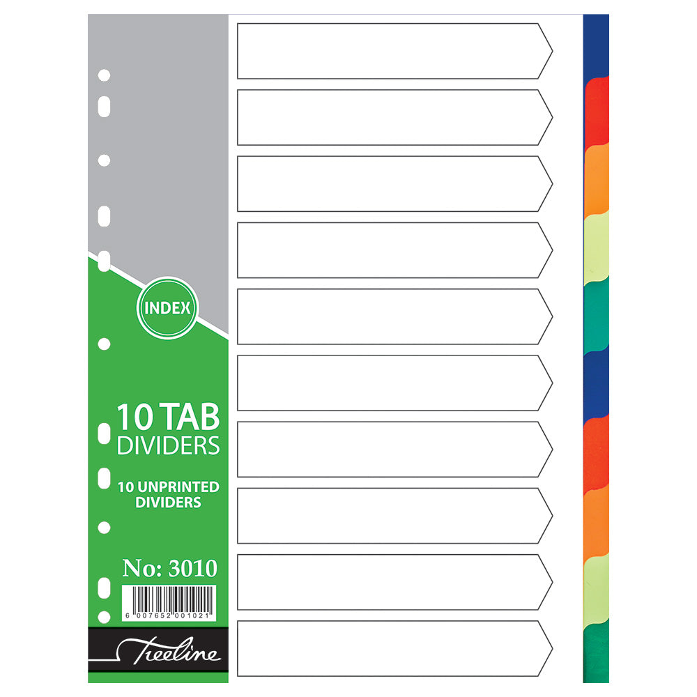 File Dividers A4 PVC Rainbow - 10 Tab Unprinted
