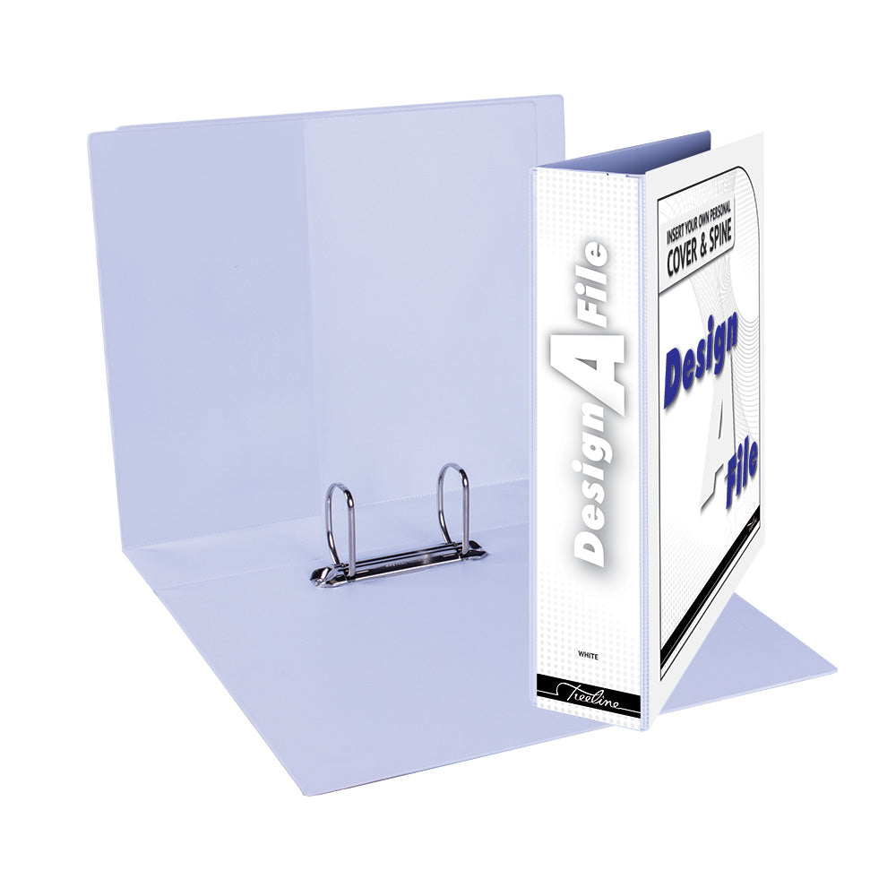 A4 2D Ring Design-A-File PVC with Overlay & Inside Pocket - 50mm - White
