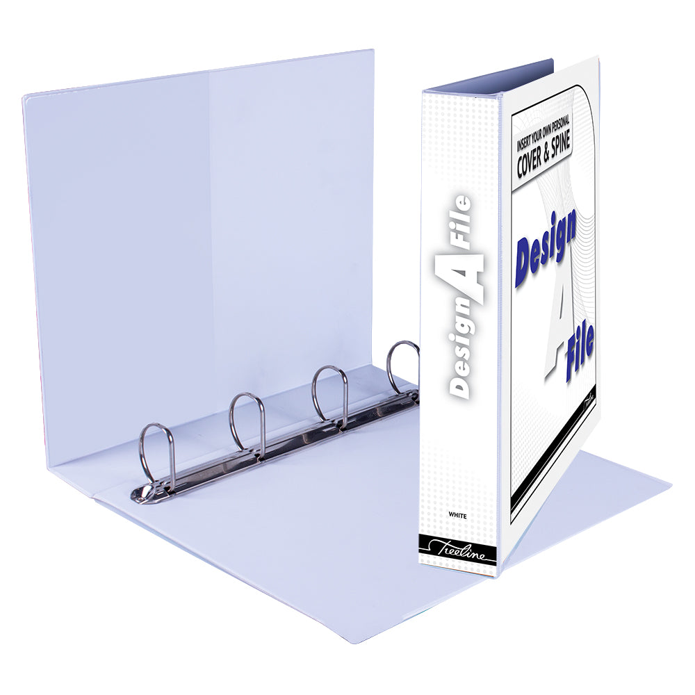 A4 4D Ring Design-A-File PVC with Overlay & Inside Pocket - 40mm - White