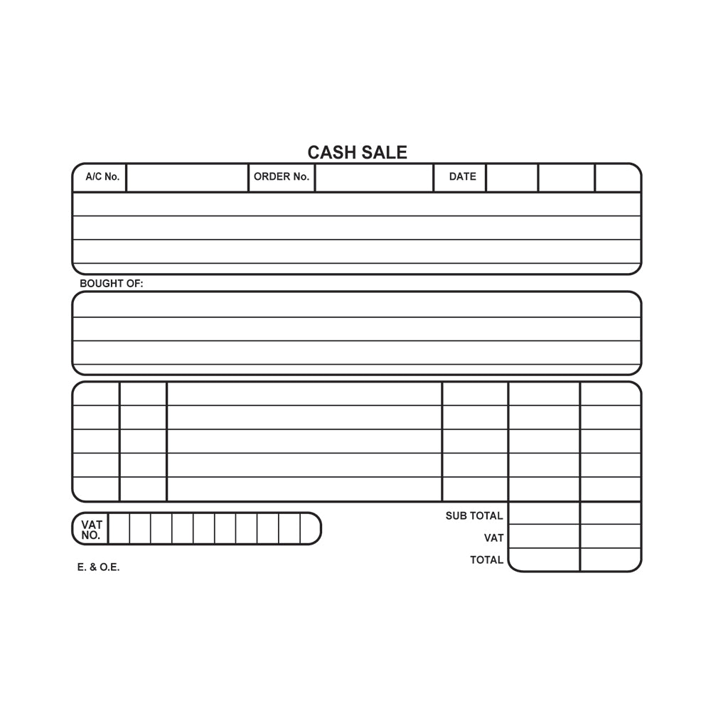 A6 Pen Carbon Book Duplicate 100's Cash Sale Landscape