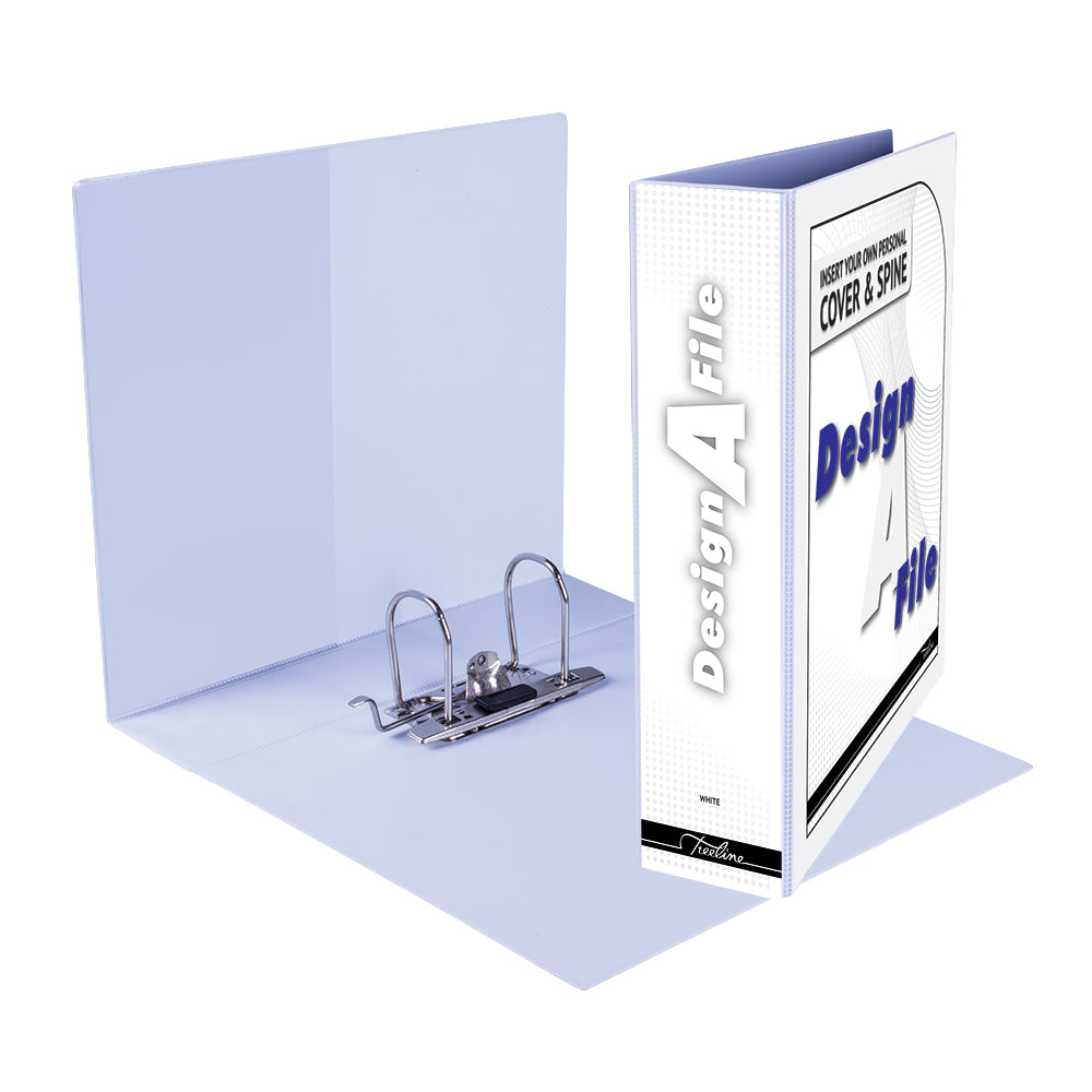 A4 Lever Arch Design-A-File PVC with Overlay & Inside Pocket - 70mm - White