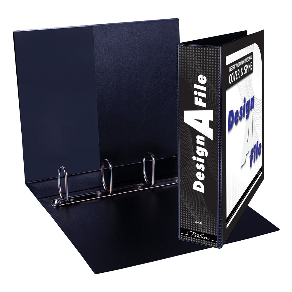 A4 4D Ring Design-A-File PVC with Overlay & Inside Pocket - 50mm - Black
