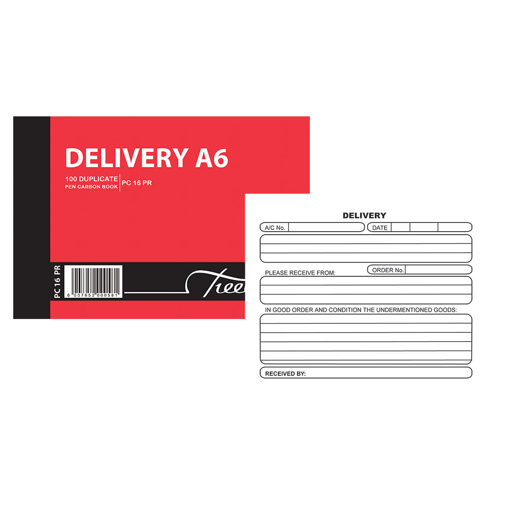 A6 Pen Crbon Book Duplicate 100's - Delivery Landscape