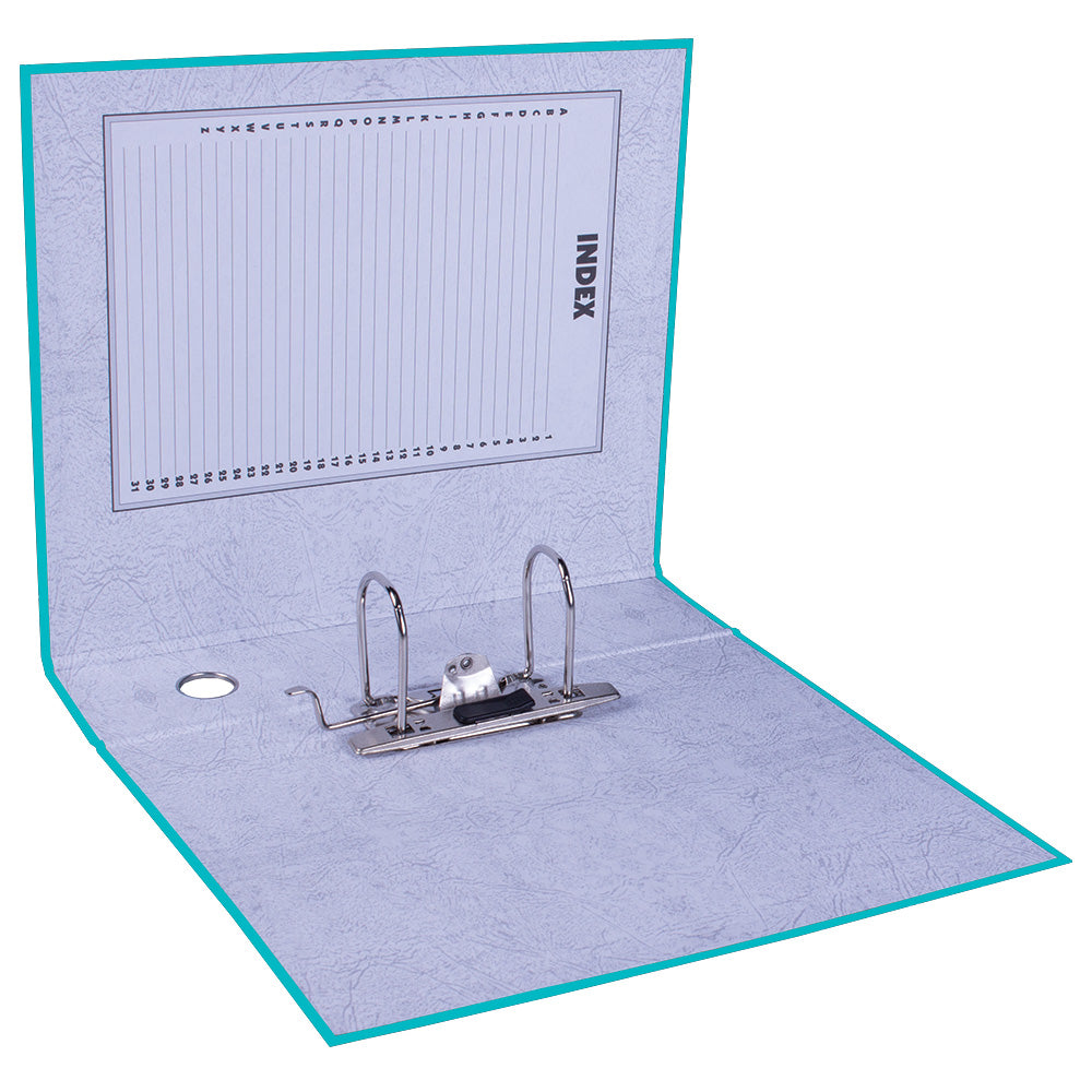 A4 Lever Arch File - Mottled Board with Metal Compressor - 317mm height - 80mm Spine - Turquoise