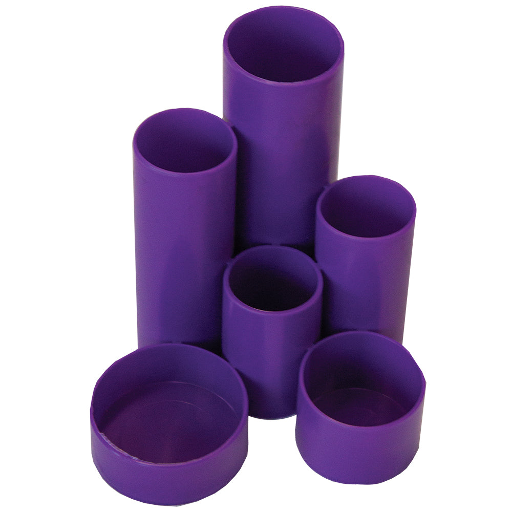 Desktop Organizer PVC Round 6 Cylinders - Purple