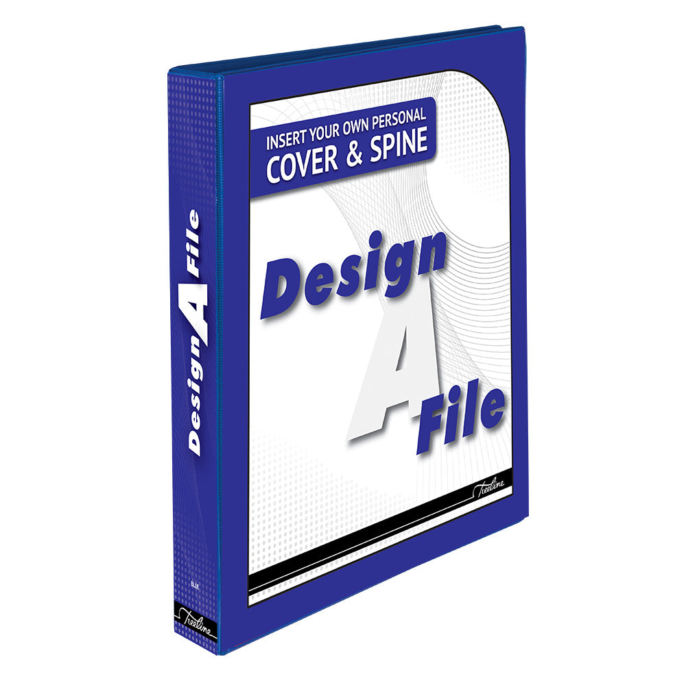 A4 2D Ring Design-A-File PVC with Overlay & Inside Pocket - 25mm - Blue