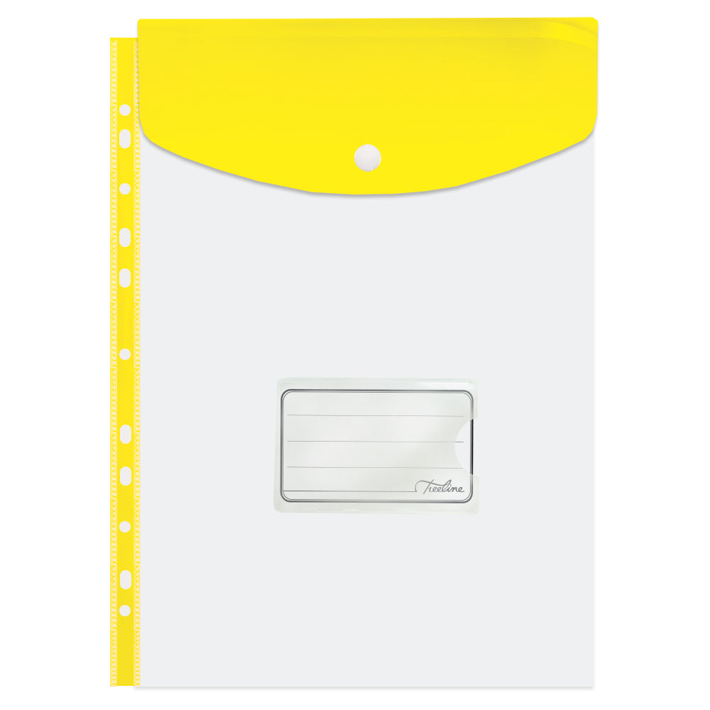 Filing Carry Folder A4 PVC with Stud open short side - Yellow