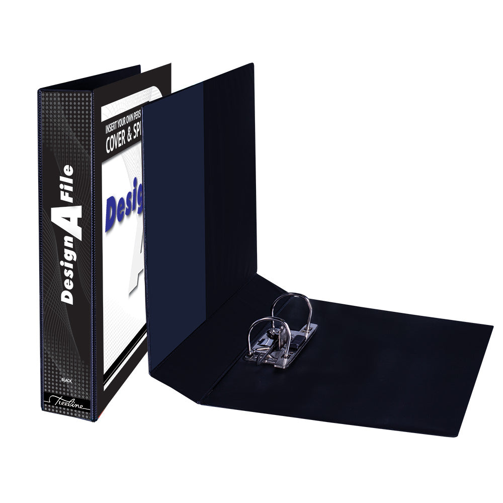 A4 Mini Lever Arch Design-A-File PVC with Overlay & Inside Pocket - 40mm - Black