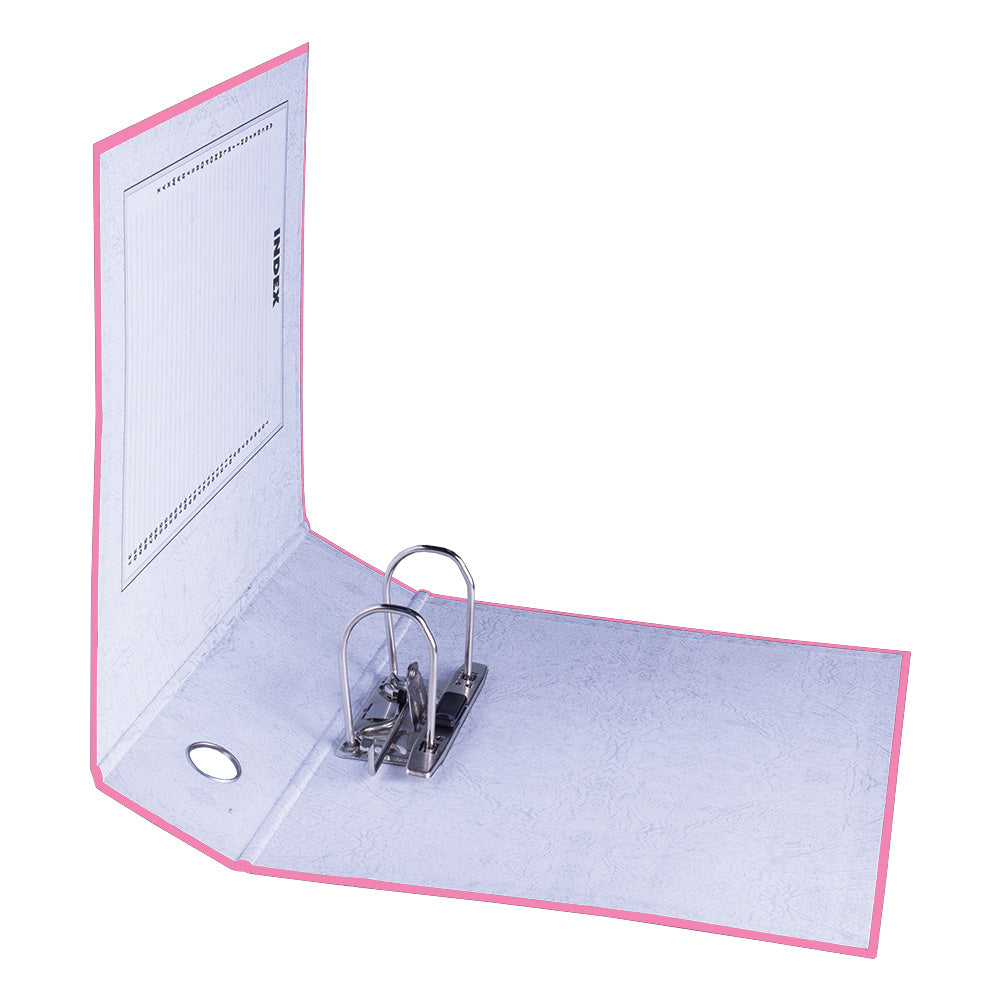 A4 Lever Arch File - Mottled Board with Metal Compressor - 317mm height - 80mm Spine - Pink
