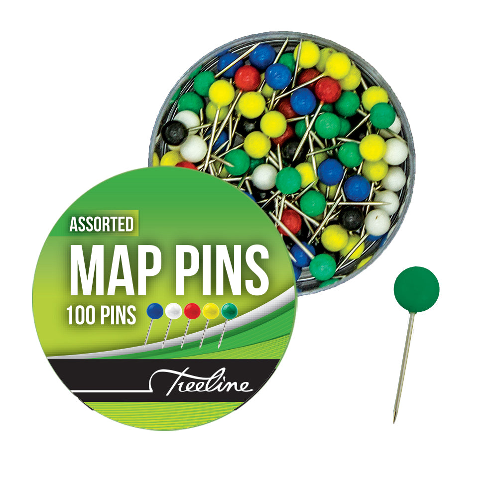 Map Pins PVC Assorted Colours 100's