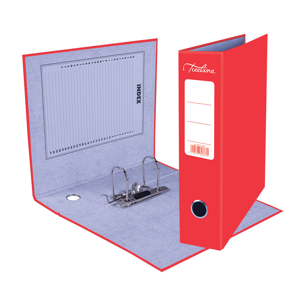 A4 Lever Arch File - Mottled Board with Metal Compressor - 317mm height - 80mm Spine - Red
