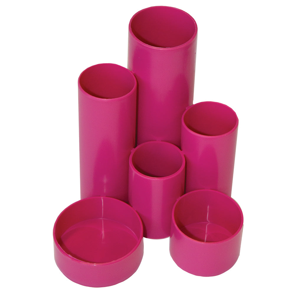 Desktop Organizer PVC Round 6 Cylinders - Pink