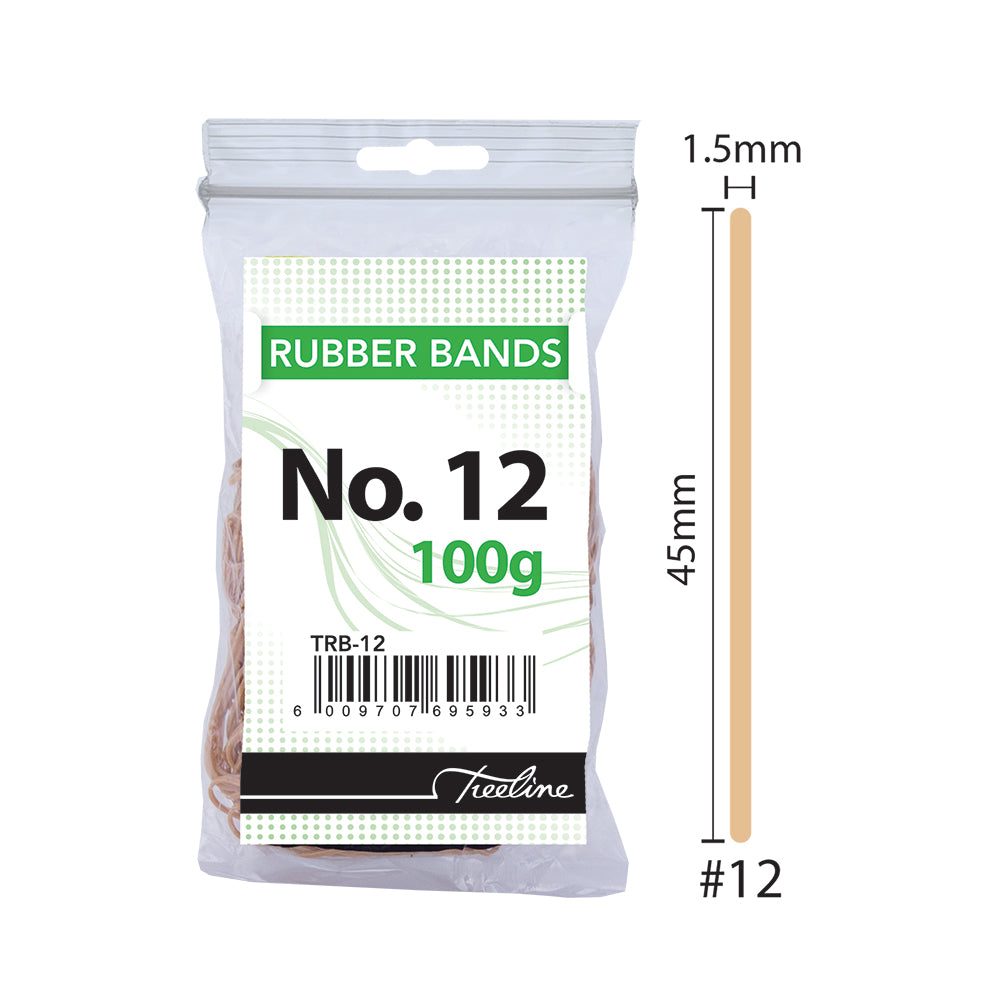 Rubber Bands 100g pack - No. 12 - 45mm Flat Length (Double) 1.5MM Width
