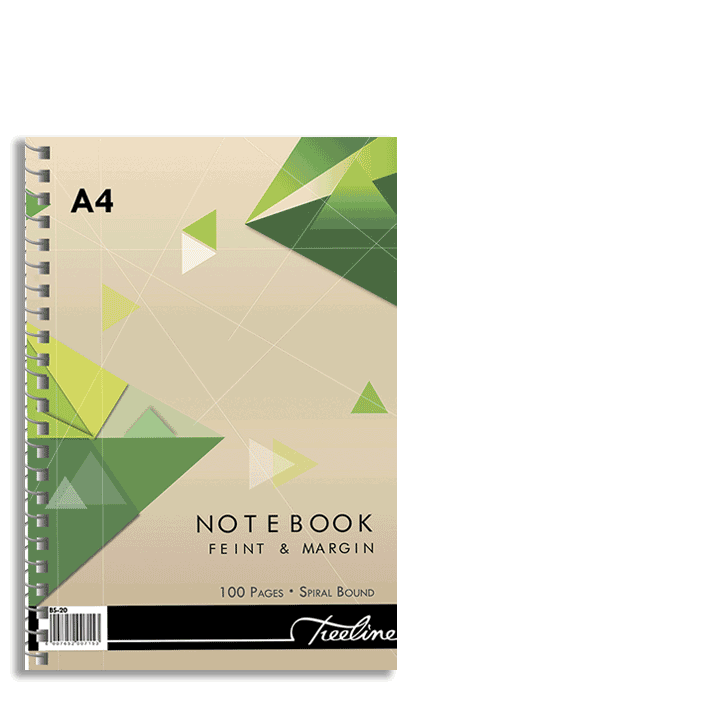 Spiral Notebook A4 - 100 page Feint & Margin