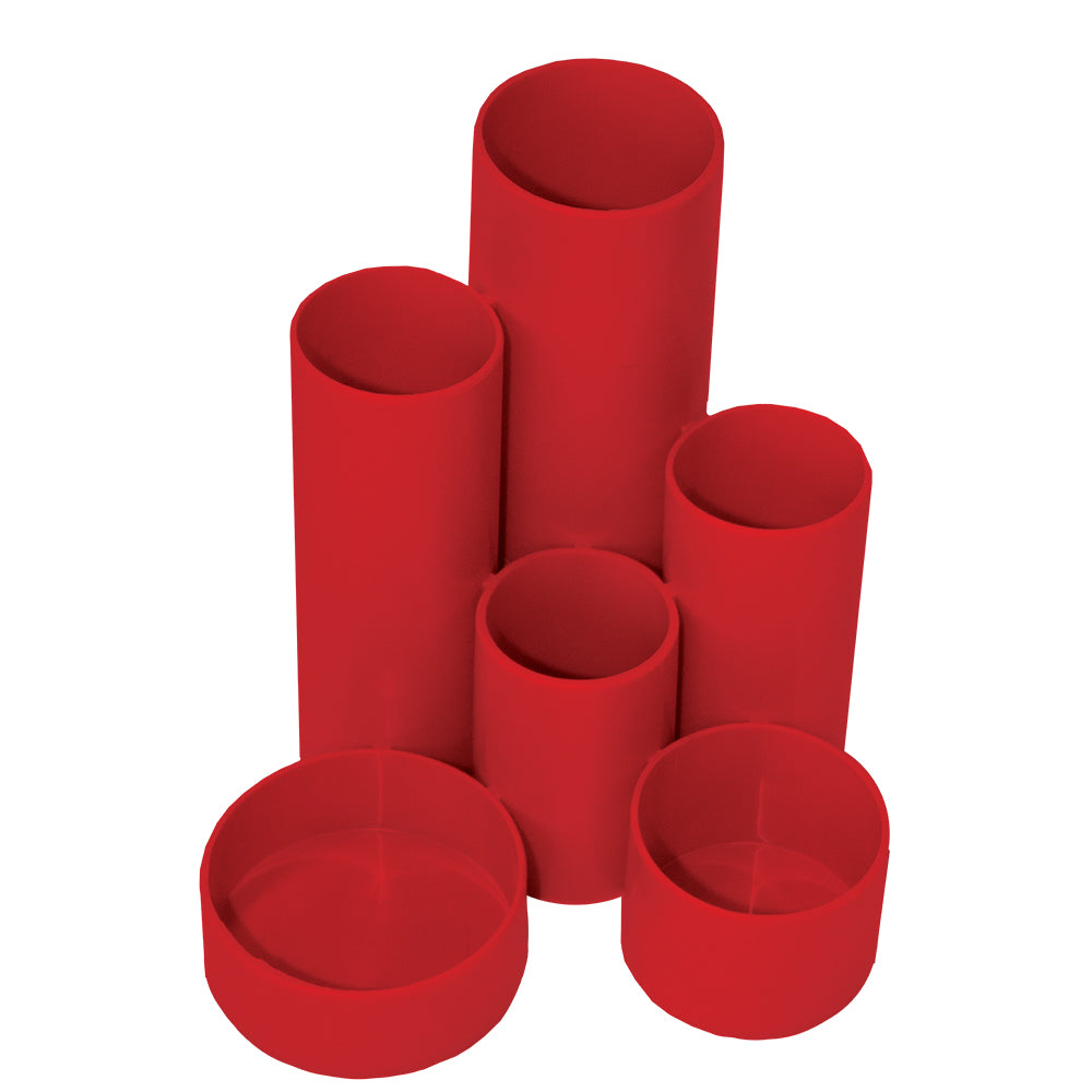 Desktop Organizer PVC Round 6 Cylinders - Red