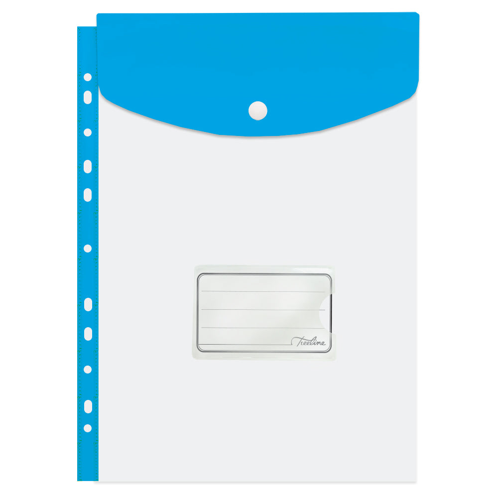 Filing Carry Folder A4 PVC with Stud open short side - Azure Blue