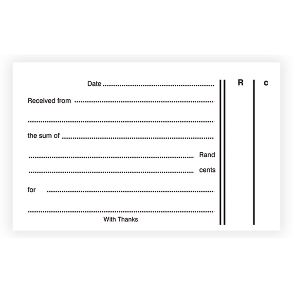Cash Receipt Book 4 to view in Duplicate Numbered 280 x 105 - 200's