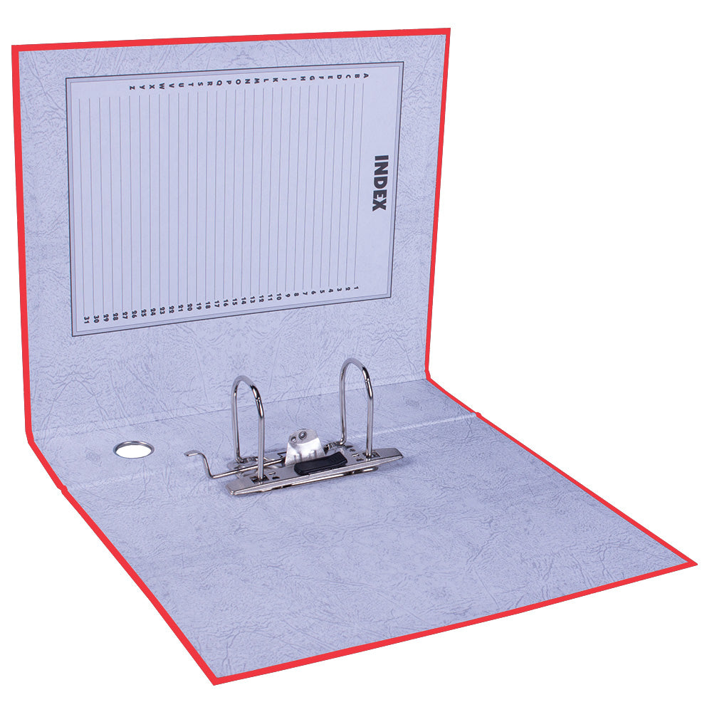 A4 Lever Arch File - Mottled Board with Metal Compressor - 317mm height - 80mm Spine - Red