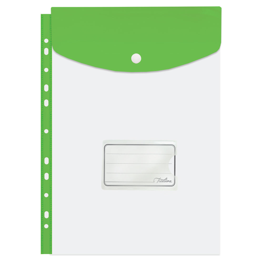 Filing Carry Folder A4 PVC with Stud open short side - Lime Green