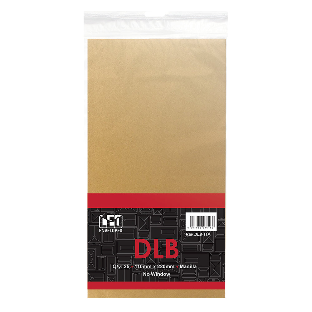 DLB Envelopes Self Seal 110x220mm 80gsm - Manilla 25's
