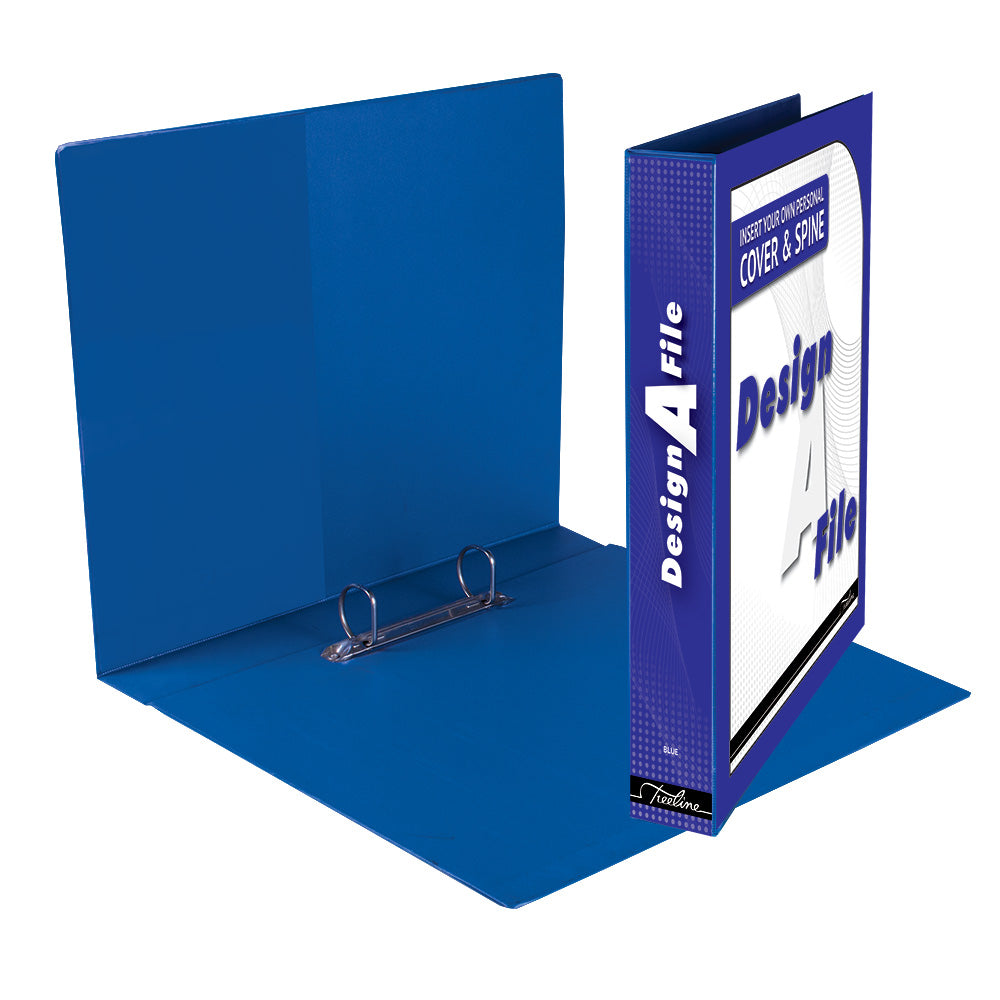 A4 2D Ring Design-A-File PVC with Overlay & Inside Pocket - 25mm - Blue