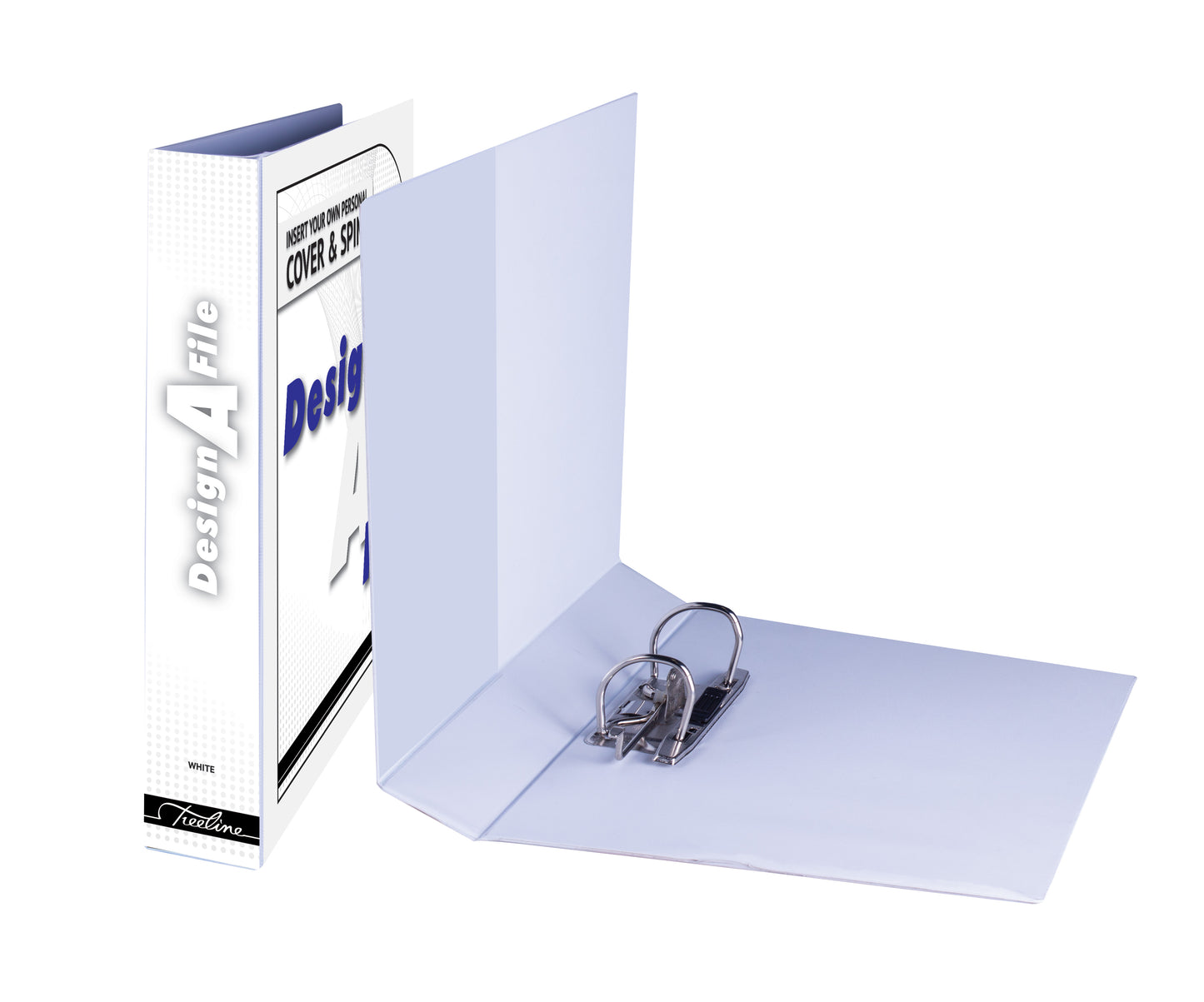 A4 Mini Lever Arch Design-A-File PVC with Overlay & Inside Pocket - 40mm - White
