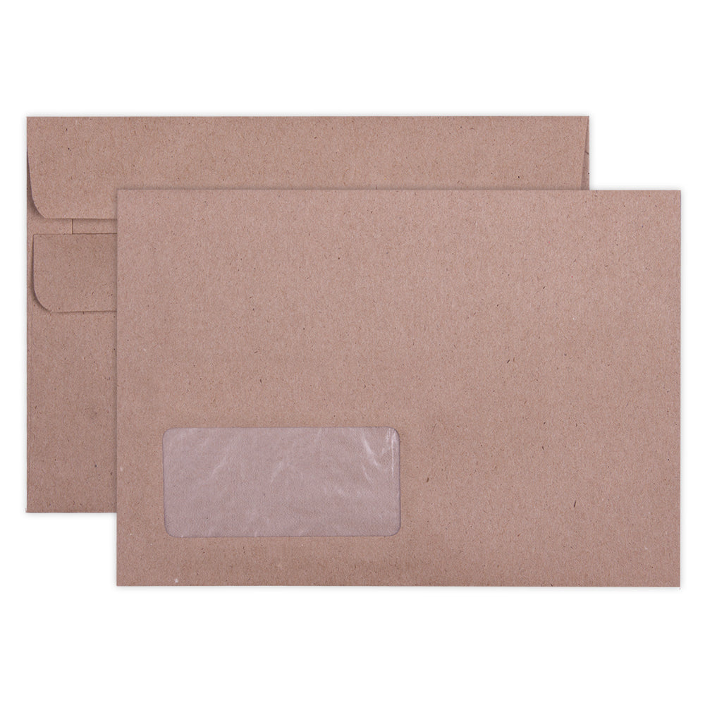 C6 Envelopes Self Seal Window 114x162mm 80gsm - Manilla 500's