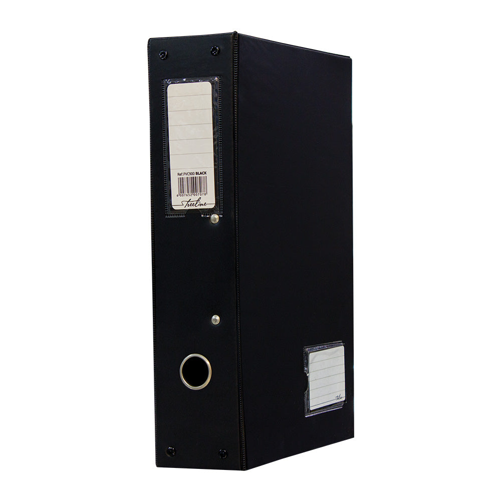 Spring Clip Box File PVC Magnetic Stud to Close - Black