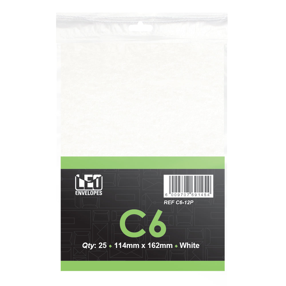 C6 Envelopes Self Seal 114x162mm 80gsm - White 25's