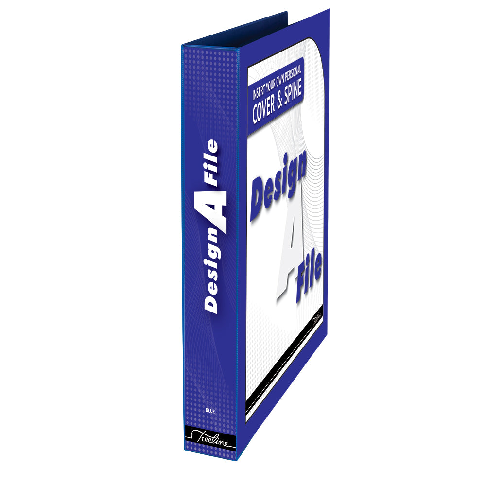 A4 4D Ring Design-A-File PVC with Overlay & Inside Pocket - 25mm - Blue