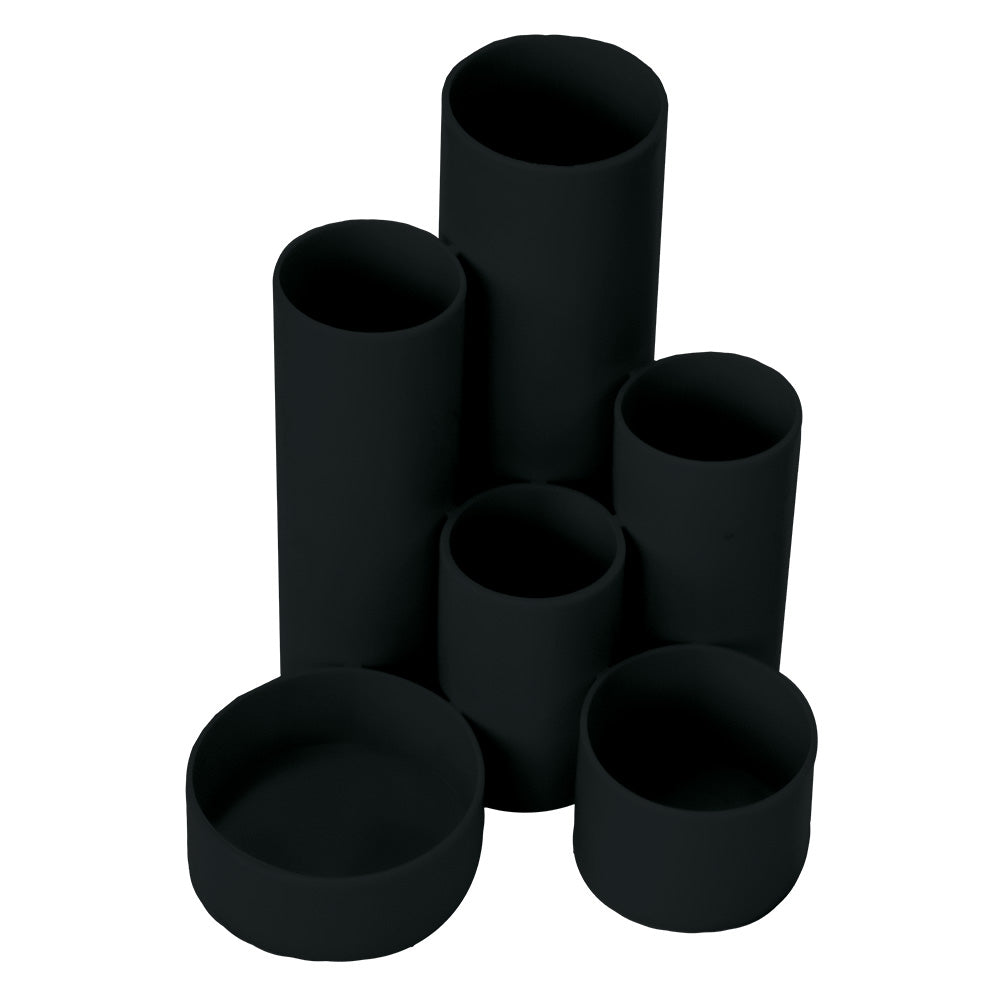 Desktop Organizer PVC Round 6 Cylinders - Black