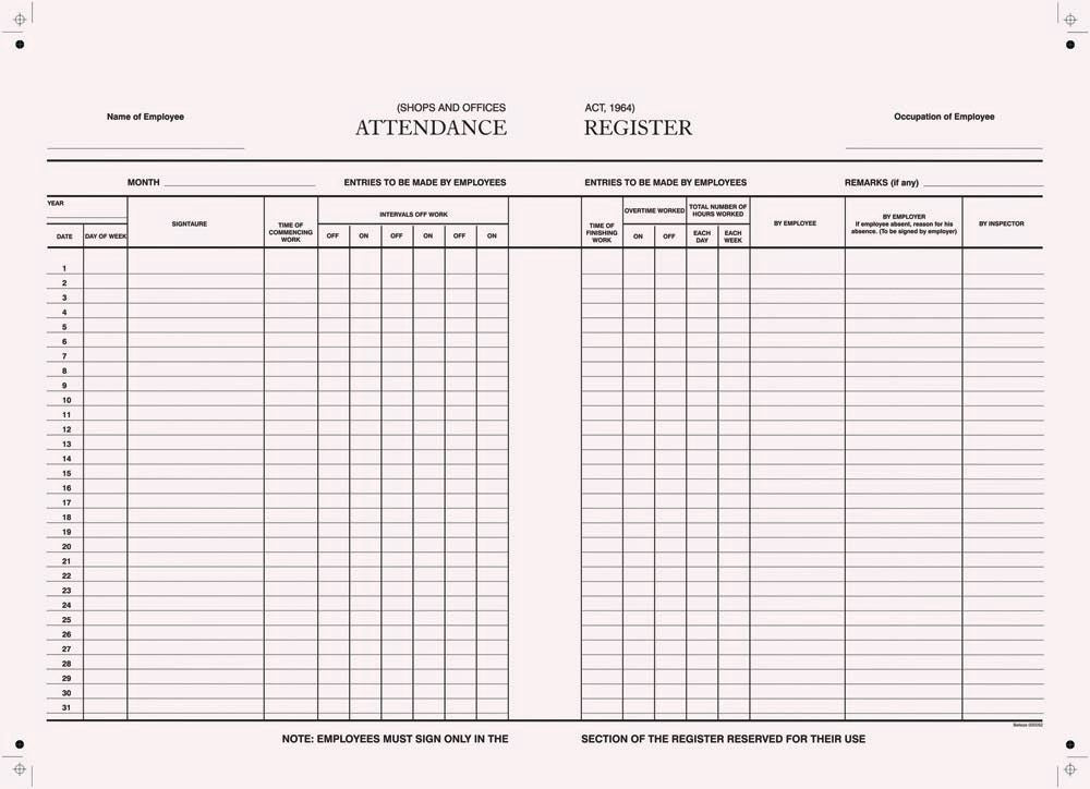 Attendance Register A4 Soft Cover