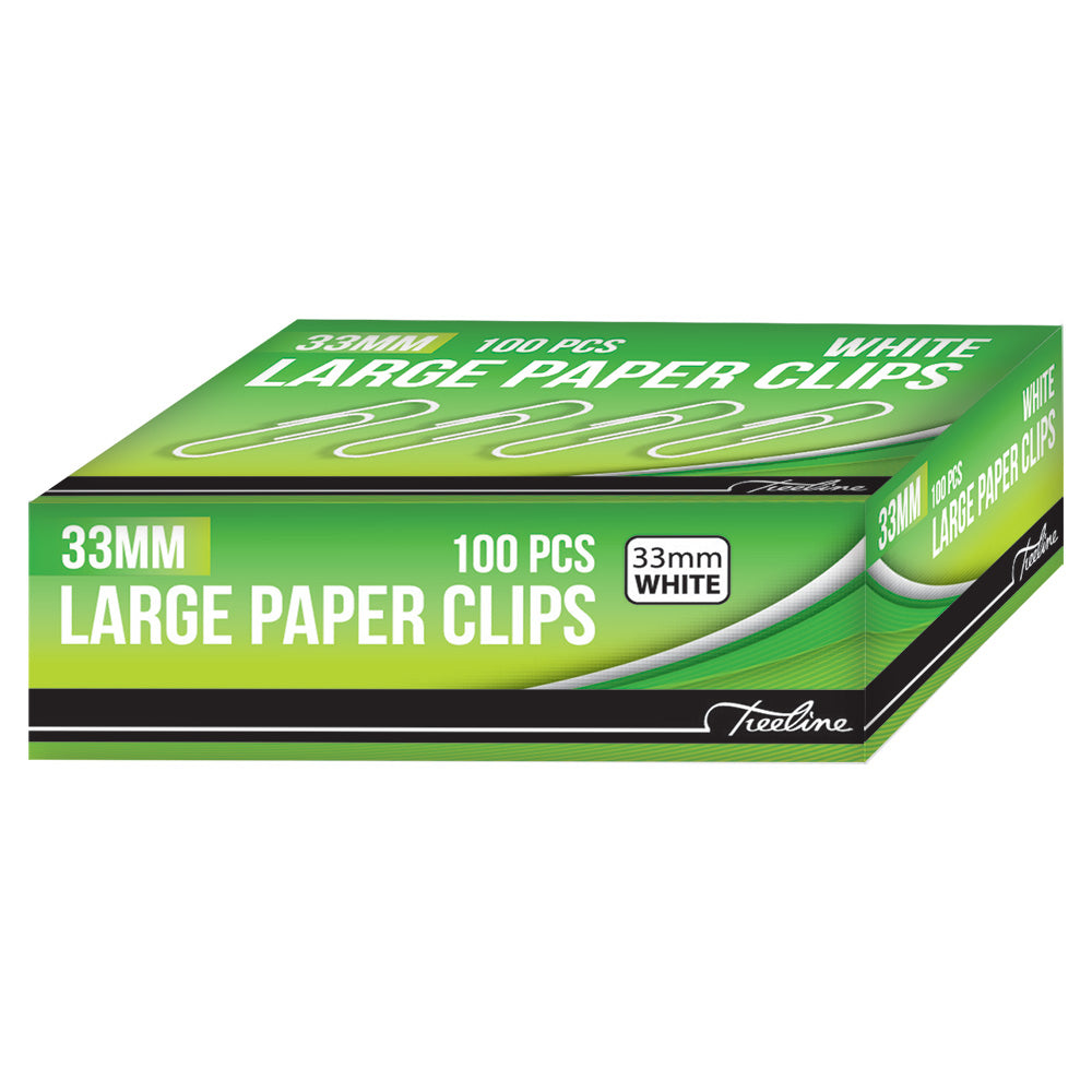 Large Paper Clips PVC Coated 33mm - 100's (Gemclips) - White