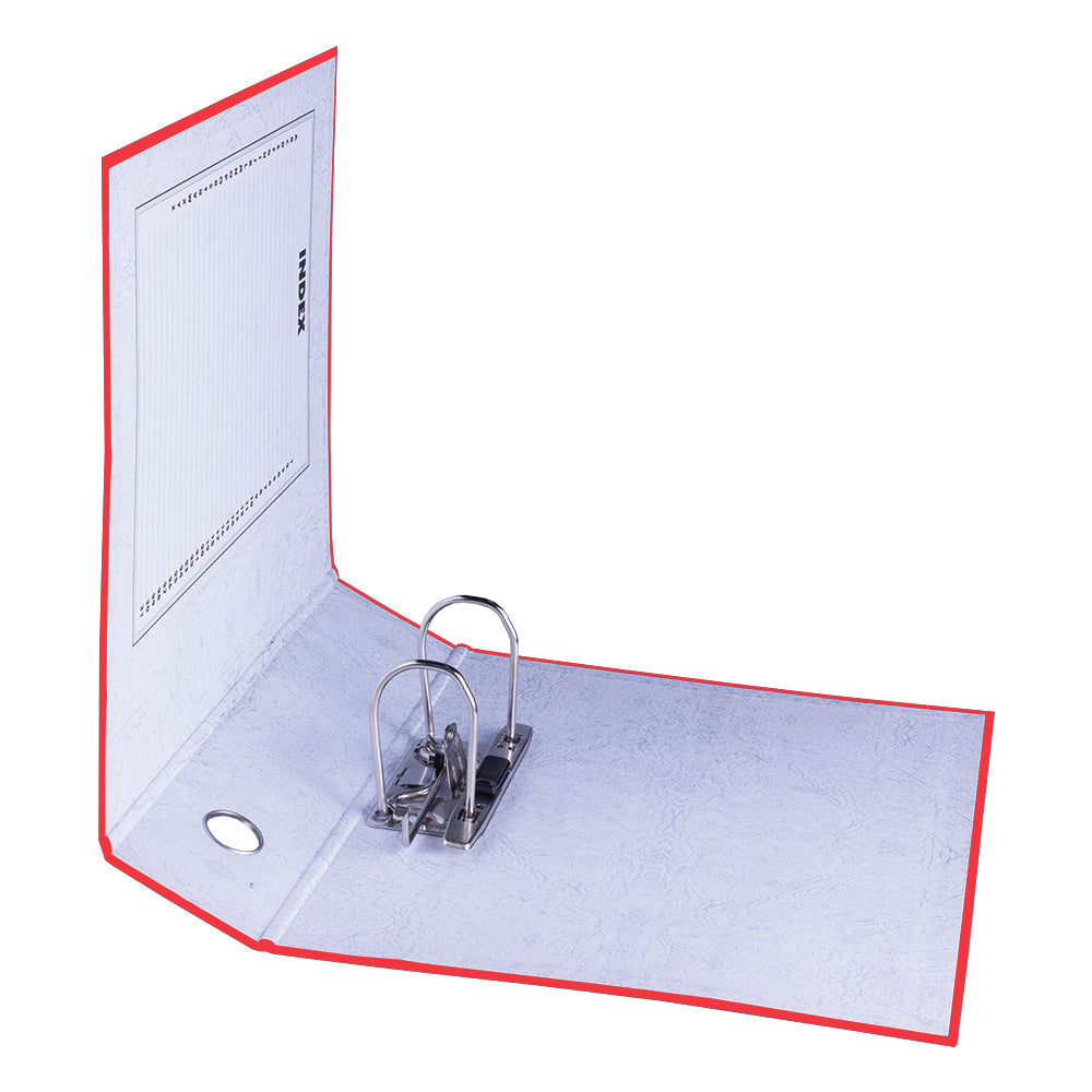 A4 Lever Arch File - Mottled Board with Metal Compressor - 317mm height - 80mm Spine - Red