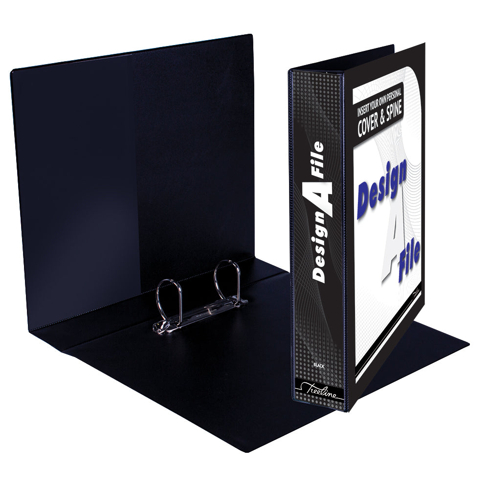 A4 2D Ring Design-A-File PVC with Overlay & Inside Pocket - 40mm - Black