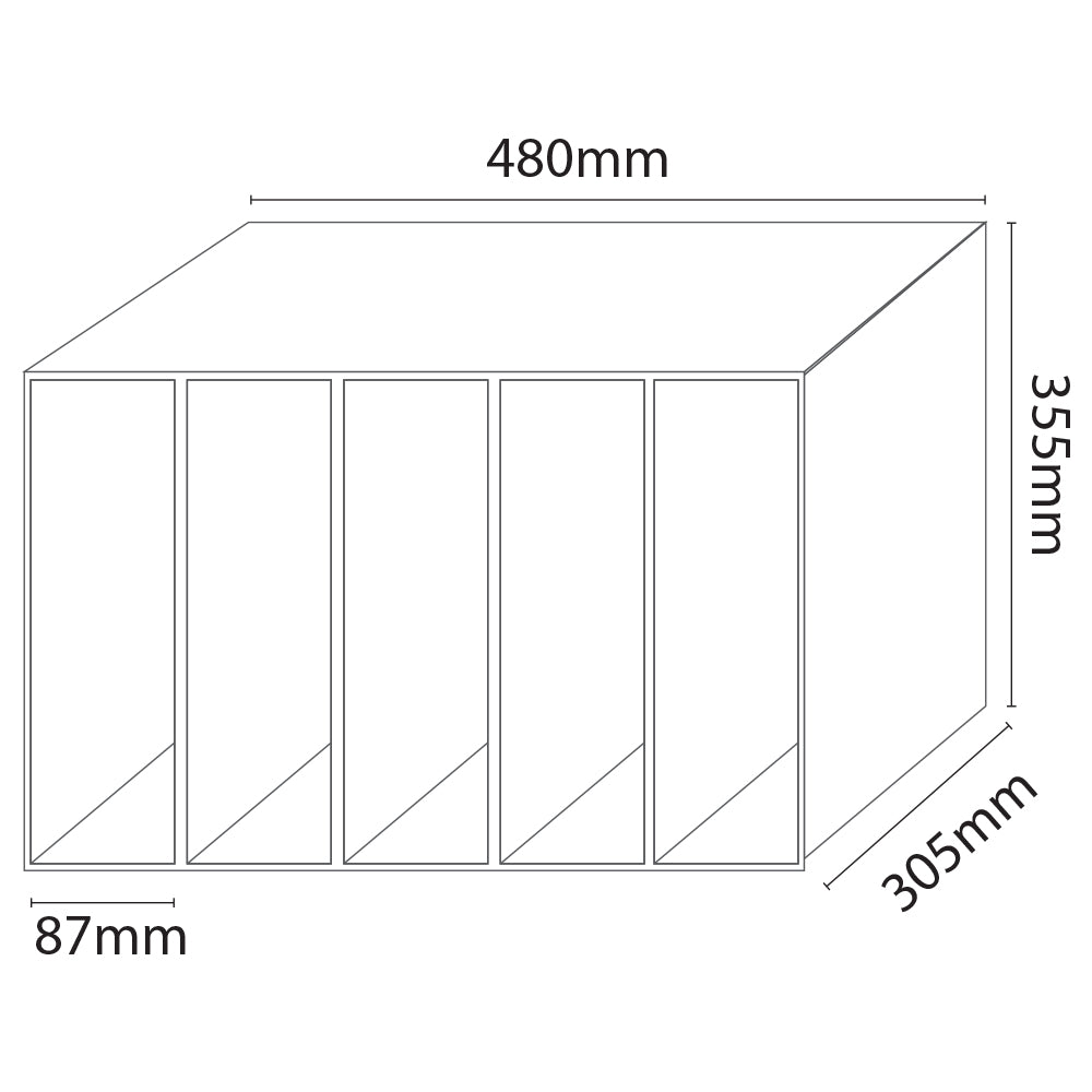 Stow-A-Way Storage File Board 5 Compartment - Black