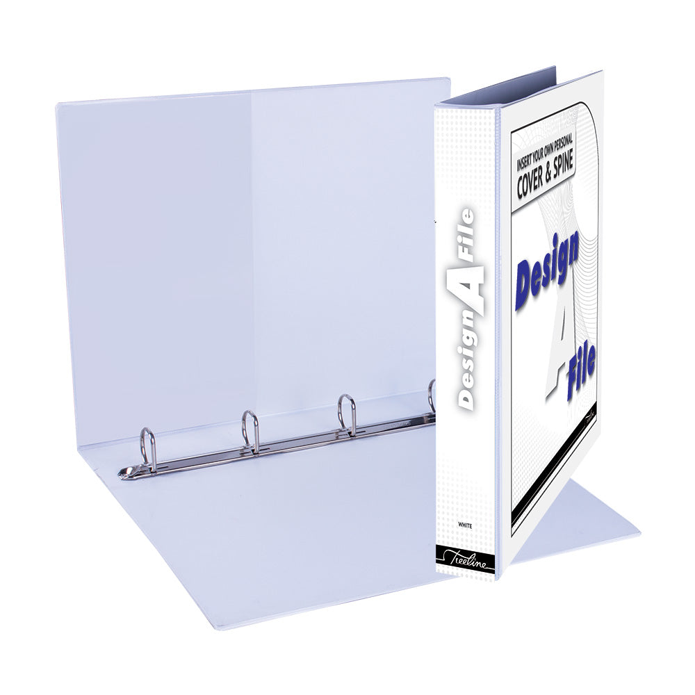 A4 4D Ring Design-A-File PVC with Overlay & Inside Pocket - 25mm - White