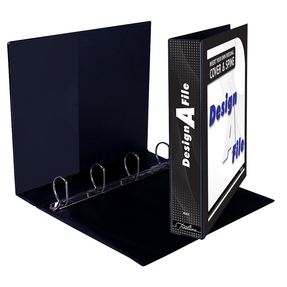 A4 4D Ring Design-A-File PVC with Overlay & Inside Pocket - 40mm - Black