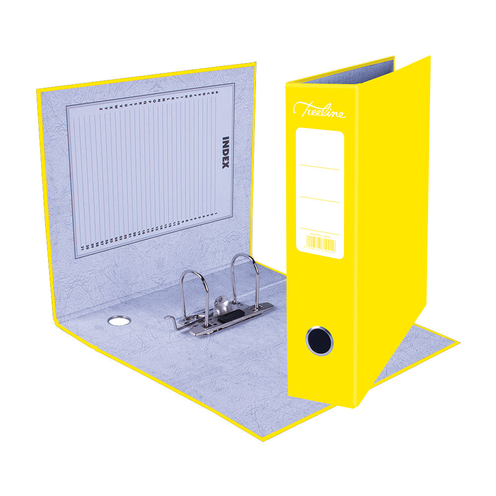 A4 Lever Arch File - Mottled Board with Metal Compressor - 317mm height - 80mm Spine - Yellow