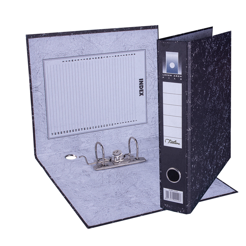 A4 Mini Lever Arch File Mottled Board with Metal Compressor - 317mm height - 50mm Spine
